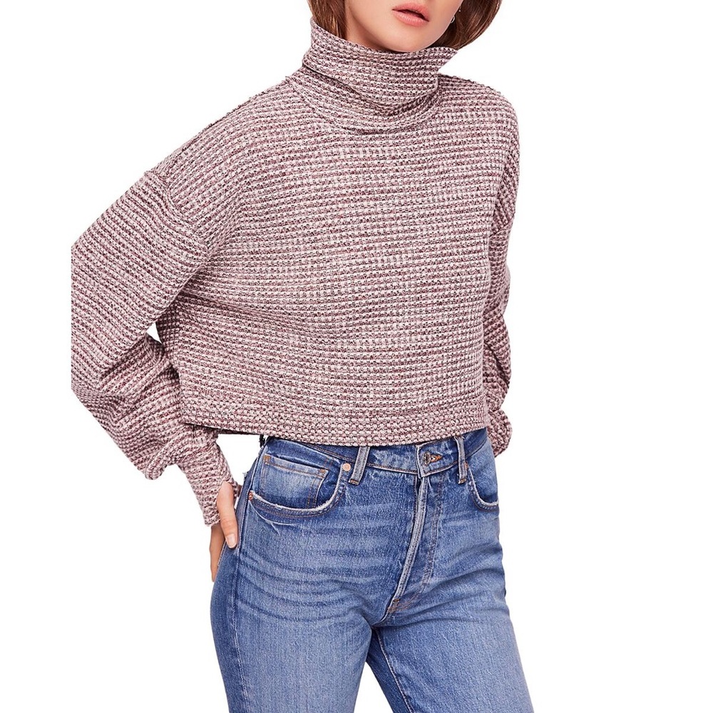 free people cropped mock neck sweater
